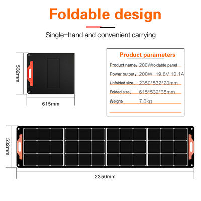 โมโนคริสตัลลิน พาเนลแสงอาทิตย์พกพา โมดูลแสงอาทิตย์ 200W สําหรับแคมป์กลางแจ้ง