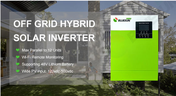 ใช้ในบ้าน 5.5KW Off Grid ระบบแสงอาทิตย์ 220/230V เครื่องเปลี่ยนแสงอาทิตย์ด้วยสีเขียว