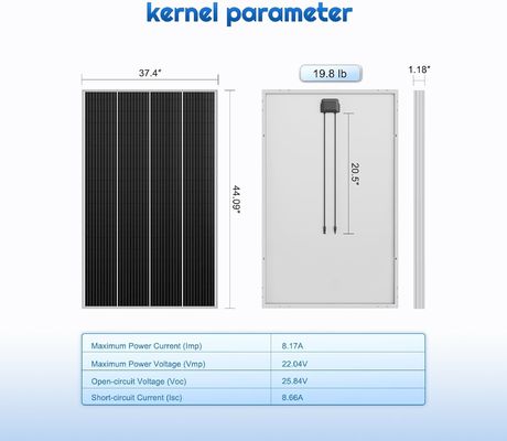 โมโนคริสตัล ไฟฟิวเคลียร์ แผนแสงอาทิตย์แข็งเซลล์ 12V 180W Compact
