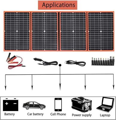 80W โปรแกรมพลังแสงอาทิตย์พกพา พับกระเป๋าเปื้อนหลัง ชาร์จเบาสําหรับกลางแจ้ง