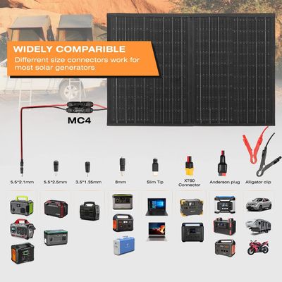 เครื่องชาร์จแสงอาทิตย์แบบพับได้ 100W Off Grid ชุดแผ่นแสงอาทิตย์แบบพกพาสําหรับแคมป์