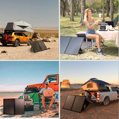 เครื่องชาร์จแสงอาทิตย์แบบพับได้ 100W Off Grid ชุดแผ่นแสงอาทิตย์แบบพกพาสําหรับแคมป์