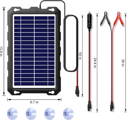 7เครื่องชาร์จแบตเตอรี่แสงอาทิตย์ Rv พกพา 5W เครื่องบํารุงรักษาแบตเตอรี่แสงอาทิตย์รถ 12V