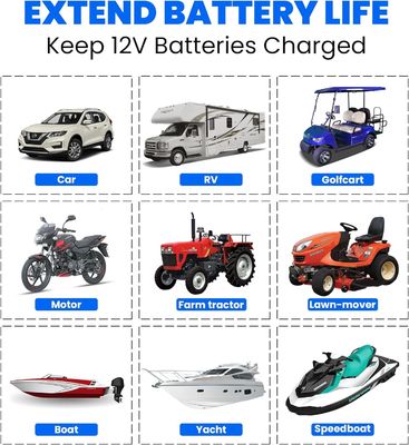 7เครื่องชาร์จแบตเตอรี่แสงอาทิตย์ Rv พกพา 5W เครื่องบํารุงรักษาแบตเตอรี่แสงอาทิตย์รถ 12V