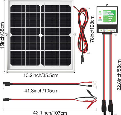 20W 12V แผนแสงอาทิตย์ แบตเตอรี่ชาร์จ Trickle Maintainer สําหรับรถจักรยานยนต์