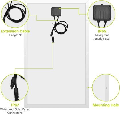 160W Off Grid โมโนคริสตัล PV Cell Module โมโนโพลีโซลาร์แพนเนล 12V