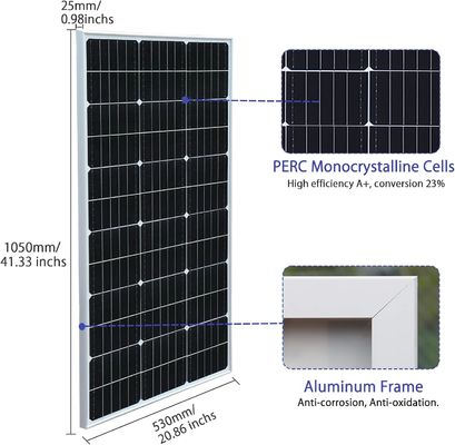 200 วัตต์ 24 วอลต์ แผ่นแสงอาทิตย์แข็ง โมโนคริสตัลลิน โมดูล Off Grid System
