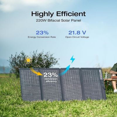 220 วัตต์ พานล์แสงอาทิตย์พกพา พับได้ Bifacial Monocrystalline สําหรับกลางแจ้ง