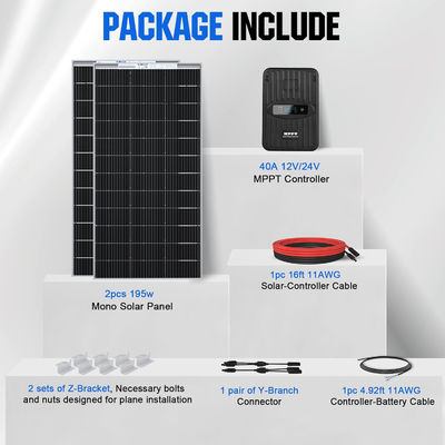 ชุดแผ่นพลังแสงอาทิตย์แบบโมโนคริสตัล MPPT Off Grid 400 Watt 12V