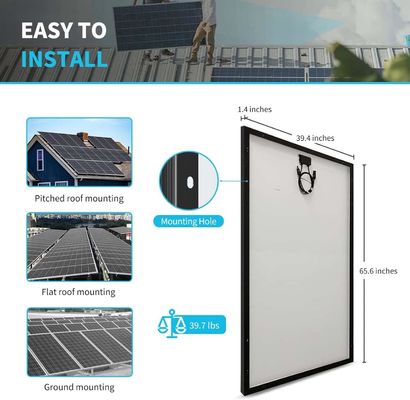 แผ่นพลังแสงอาทิตย์ 24V 320W โมโนคริสตัลลีน ON Off Grid สําหรับรถยนต์ RV