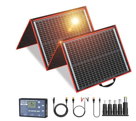 FT160 ระบบชาร์จเซลล์แสงอาทิตย์แบบยืดหยุ่นแบบพกพา 160W 18V พร้อม ABS สีดํา
