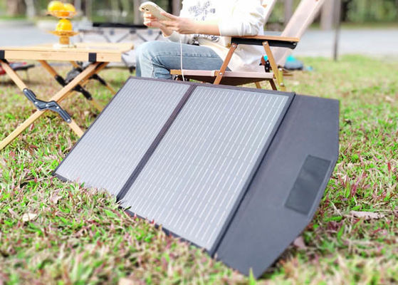 FT160 ระบบชาร์จเซลล์แสงอาทิตย์แบบยืดหยุ่นแบบพกพา 160W 18V พร้อม ABS สีดํา