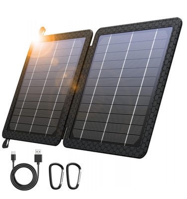 ธนาคารชาร์จแสงอาทิตย์แบบพกพา 10W สําหรับแคมป์ 5V 2A กันน้ํา IPX4
