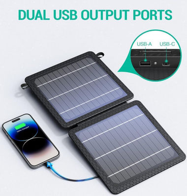ธนาคารชาร์จแสงอาทิตย์แบบพกพา 10W สําหรับแคมป์ 5V 2A กันน้ํา IPX4