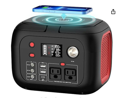 228Wh แบตเตอรี่ลิเดียมแสงอาทิตย์ สถานไฟฟ้าพกพา 300W พร้อมไฟ LED