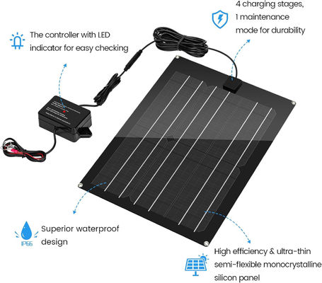 เครื่องชาร์จแบตเตอรี่รถยนต์พลังแสงอาทิตย์สําหรับ RV 15W 12V