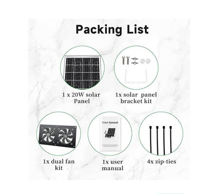 FTB20 Outdoor Solar Panel Kit พลังงานพัดลมอากาศสําหรับไก่ IP65 กันน้ํา