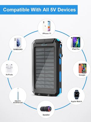 38800mAh พลังงานแสงอาทิตย์ Usb Power Bank กันน้ํา สําหรับแคมป์กลางแจ้ง