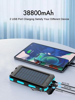 38800mAh พลังงานแสงอาทิตย์ Usb Power Bank กันน้ํา สําหรับแคมป์กลางแจ้ง