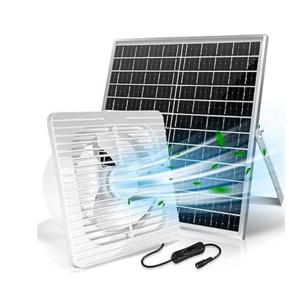 เครื่องพัดลมสีขาวแบบโมโนคริสตัลลินมินิ โซลาร์พานล คิต ฟันไร้แปรง 30W 8&quot;