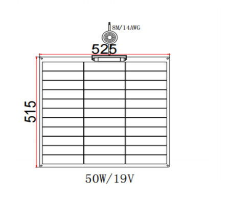 FT50W แผ่นพลังแสงอาทิตย์ยืดหยุ่น 50W 12V โมโนคริสตัลลินกับพื้นผิว ETFE สําหรับภายนอก