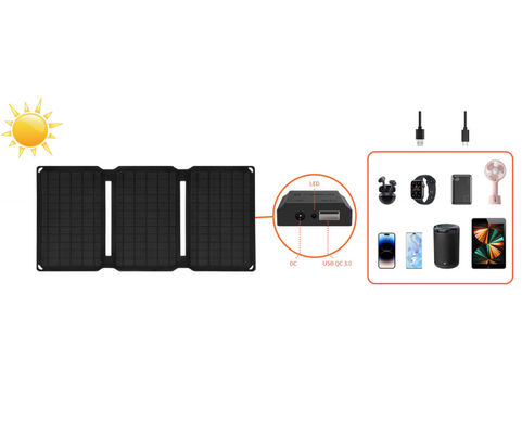 เครื่องชาร์จแผงพลังแสงอาทิตย์พกพา 20W แผ่น ETFE ที่สามารถพับได้